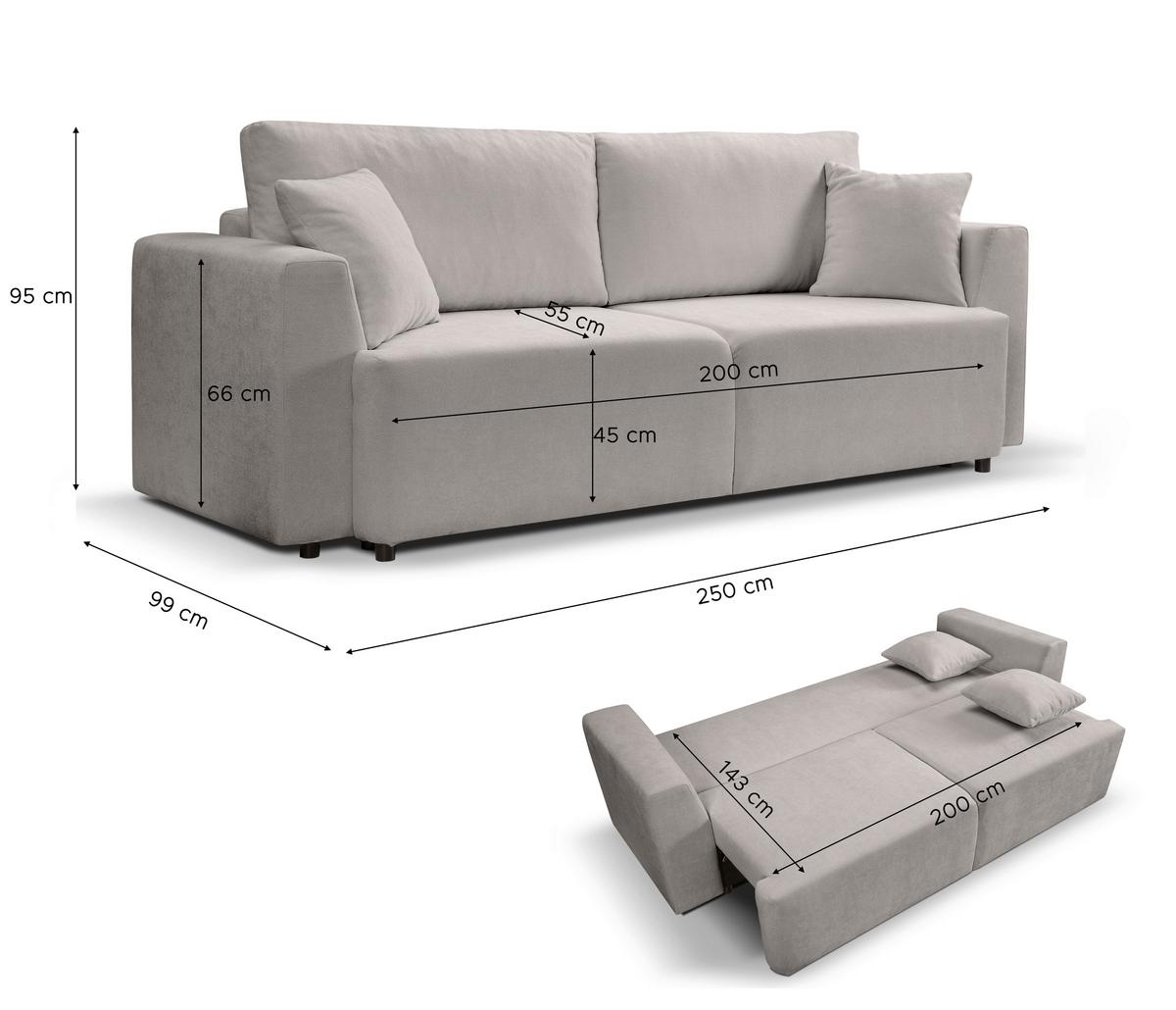 Schlafsofa Point Hellgrau B: 250cm - Hellgrau/Schwarz, Basics, Holz/Textil (250/95/99cm) - MID.YOU