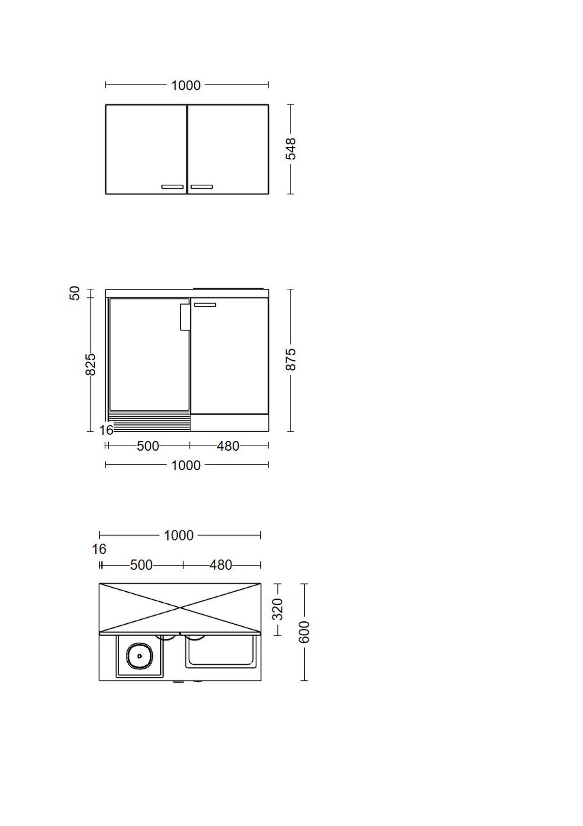 Miniküche Nano Buchefarben B: 100 cm - Buchefarben, MODERN, Holzwerkstoff (100cm) - FlexWell