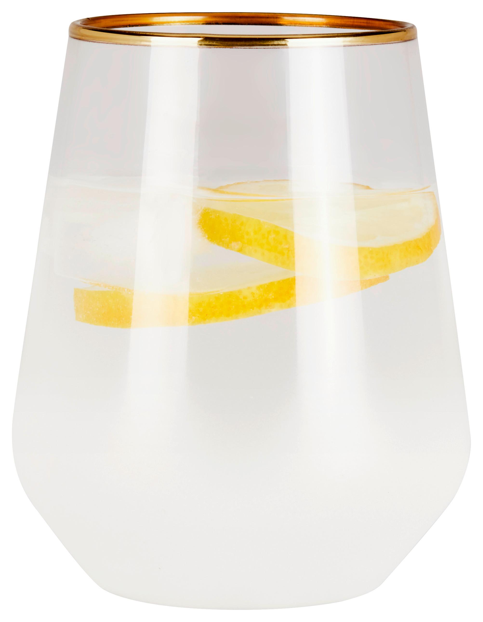 Trinkglas mit Goldenem Rand Hella, ca. 425 ml - Transparent/Goldfarben, ROMANTIK / LANDHAUS, Glas (6,8/11cm) - James Wood