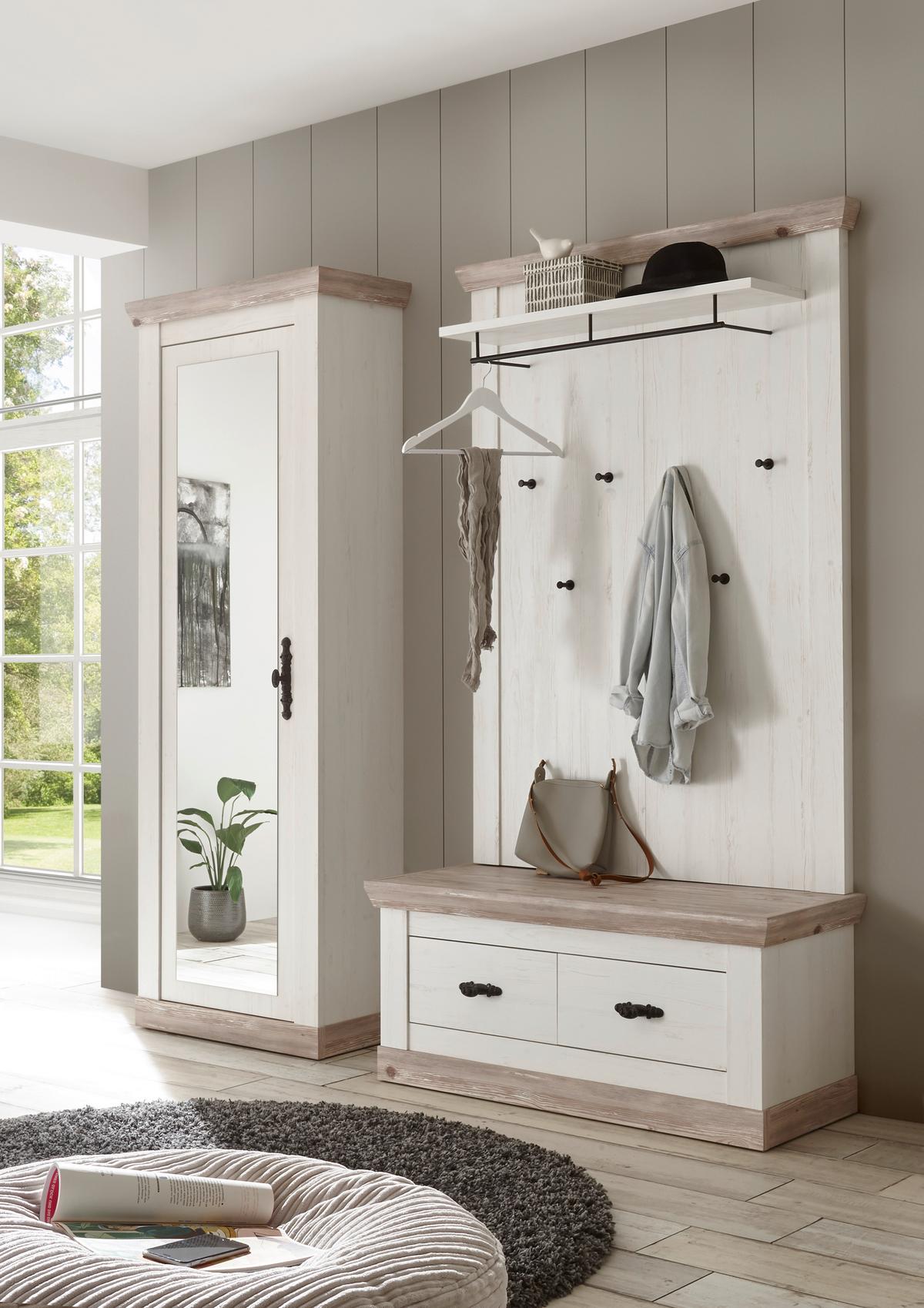 Garderobe Florenz Pinienfarbe/Hellbraun 190cm - Hellbraun/Pinienfarben, Design, Holzwerkstoff (190/201/45cm) - MID.YOU