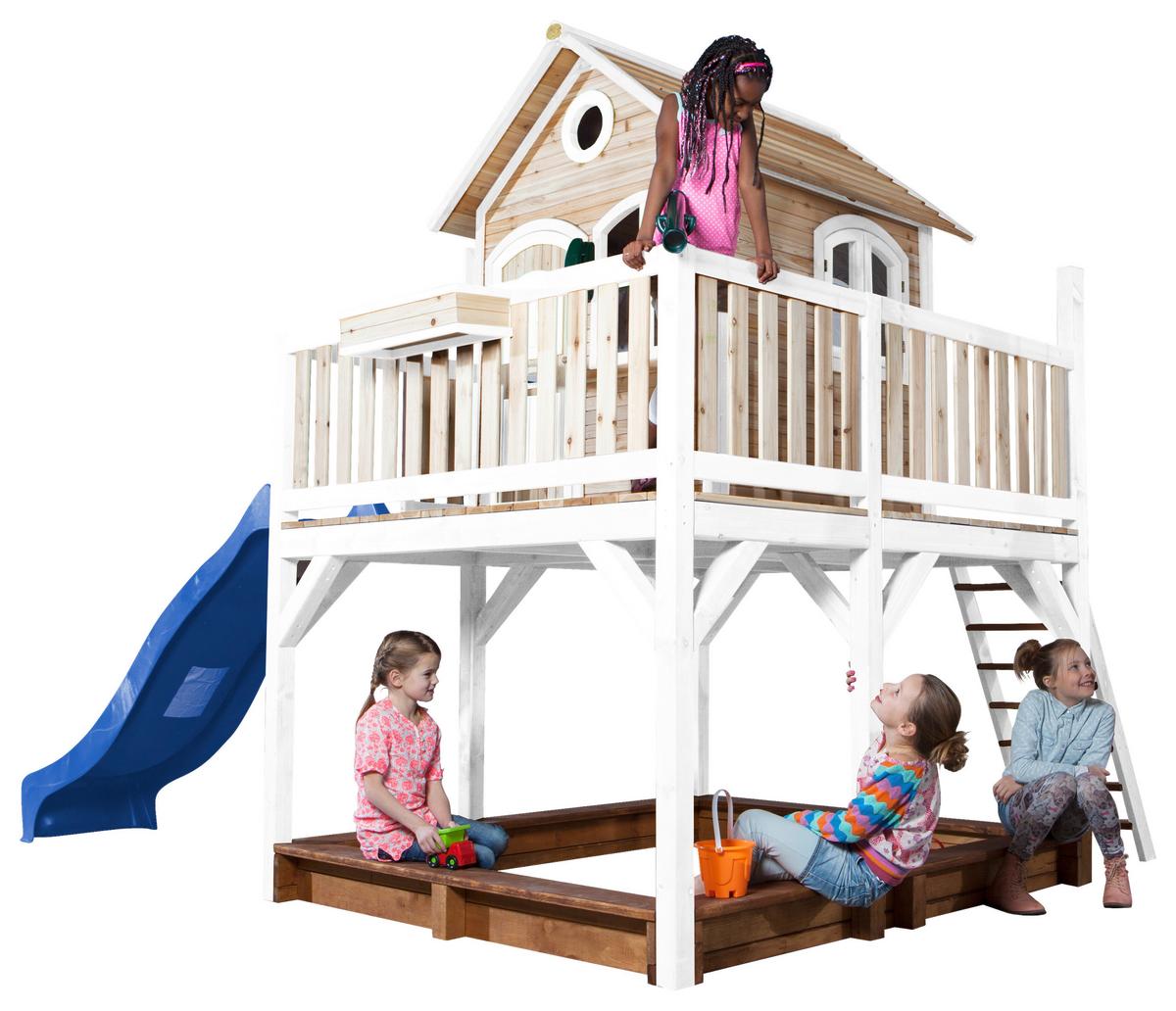 Spielturm A030.151.31 - Blau/Braun, KONVENTIONELL, Holz (377/291/255cm) - Ambia Garden