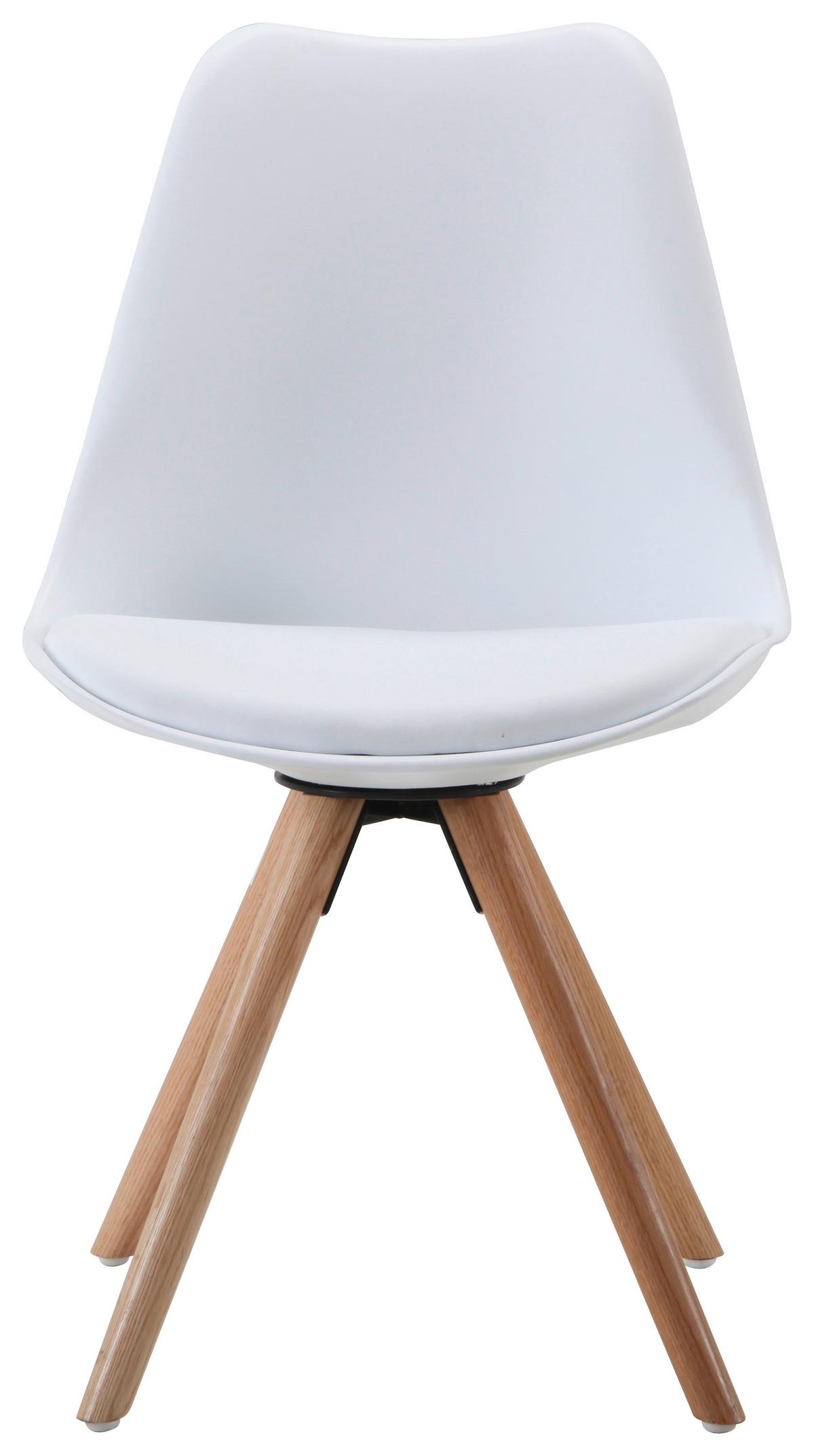 Schalenstuhl Levi Weiß Lederlook Echtholz Beine - Eichefarben/Weiß, MODERN, Holz/Kunststoff (48/81/57cm) - Ondega