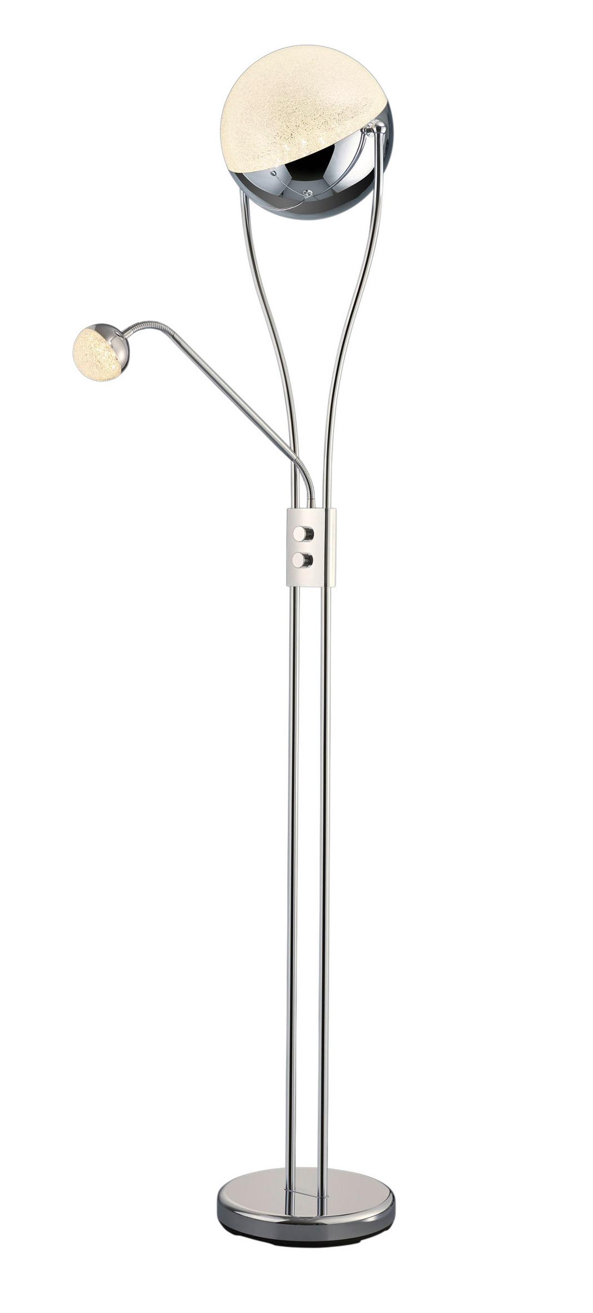 Stehlampe Chris Chromfarben Mit Leselampe - Chromfarben, Design, Kunststoff/Metall (30/180cm) - Trio Leuchten