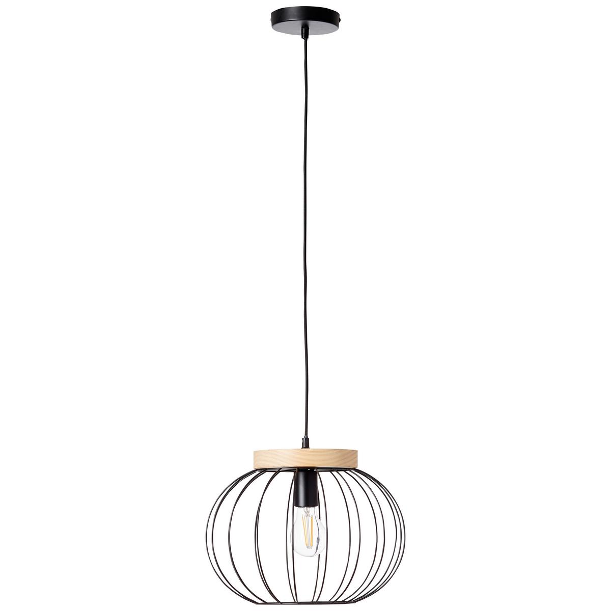 Hängeleuchte Sorana H: 130 cm 1-Flammig, Holz/Metall - Schwarz/Braun, Design, Holz/Metall (35,5/130cm) - Brilliant