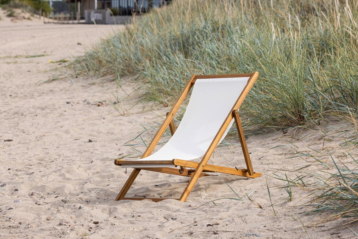 Strandsessel Peachy - Beige/Naturfarben, KONVENTIONELL, Holz/Textil (57/80/105cm) - Gardenson