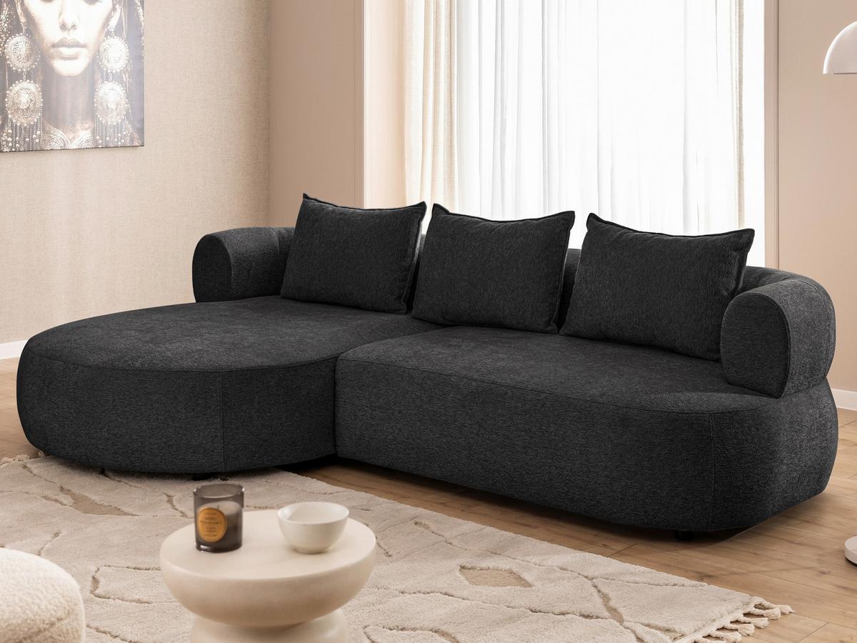 Ecksofa Ferro Schwarz S: 156x256 cm - Schwarz, Design, Textil (156/256cm) - Livetastic