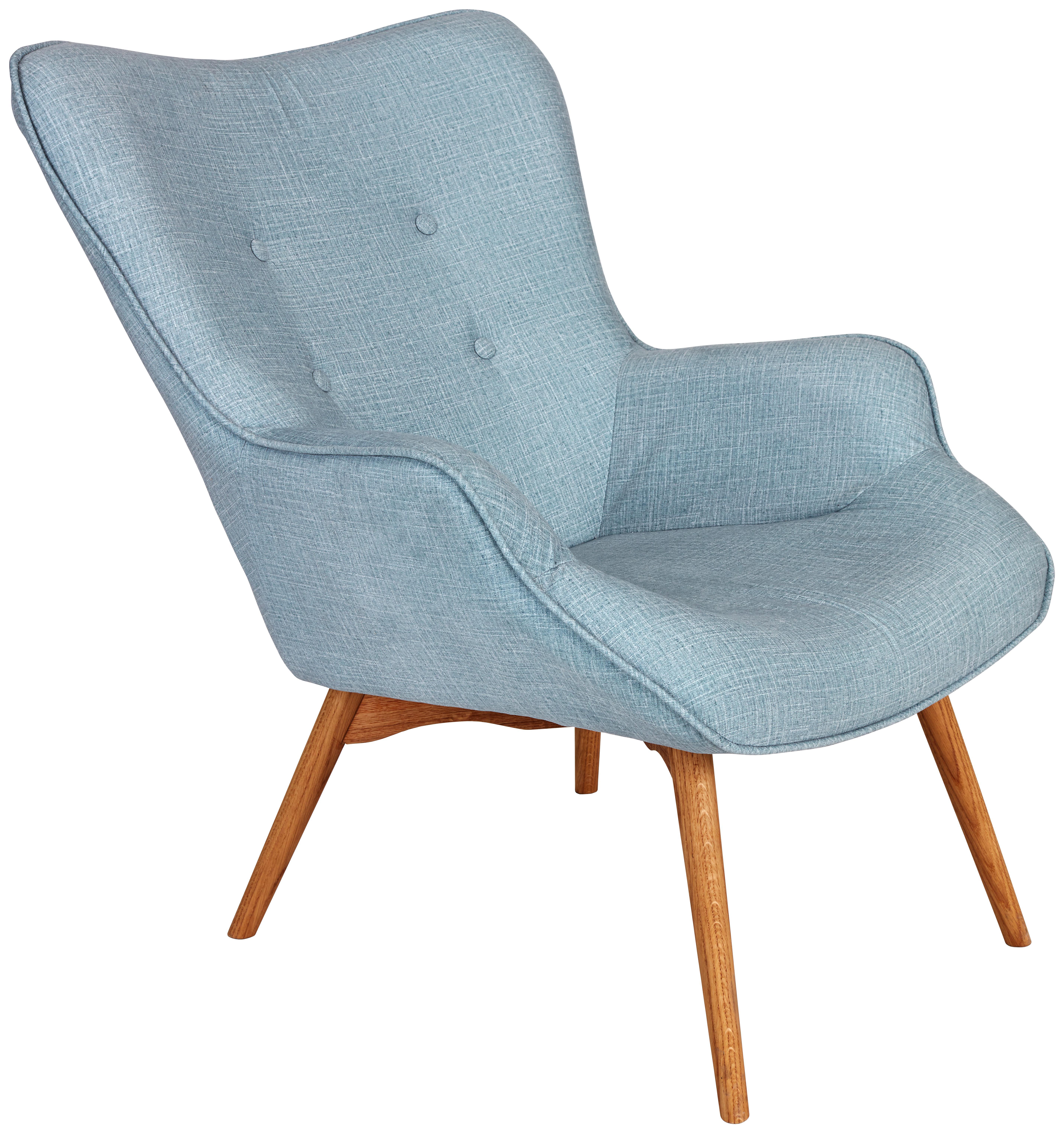 Ohrensessel Amarillo - Eichefarben/Hellblau, LIFESTYLE, Textil (82/94/73cm) - Luca Bessoni