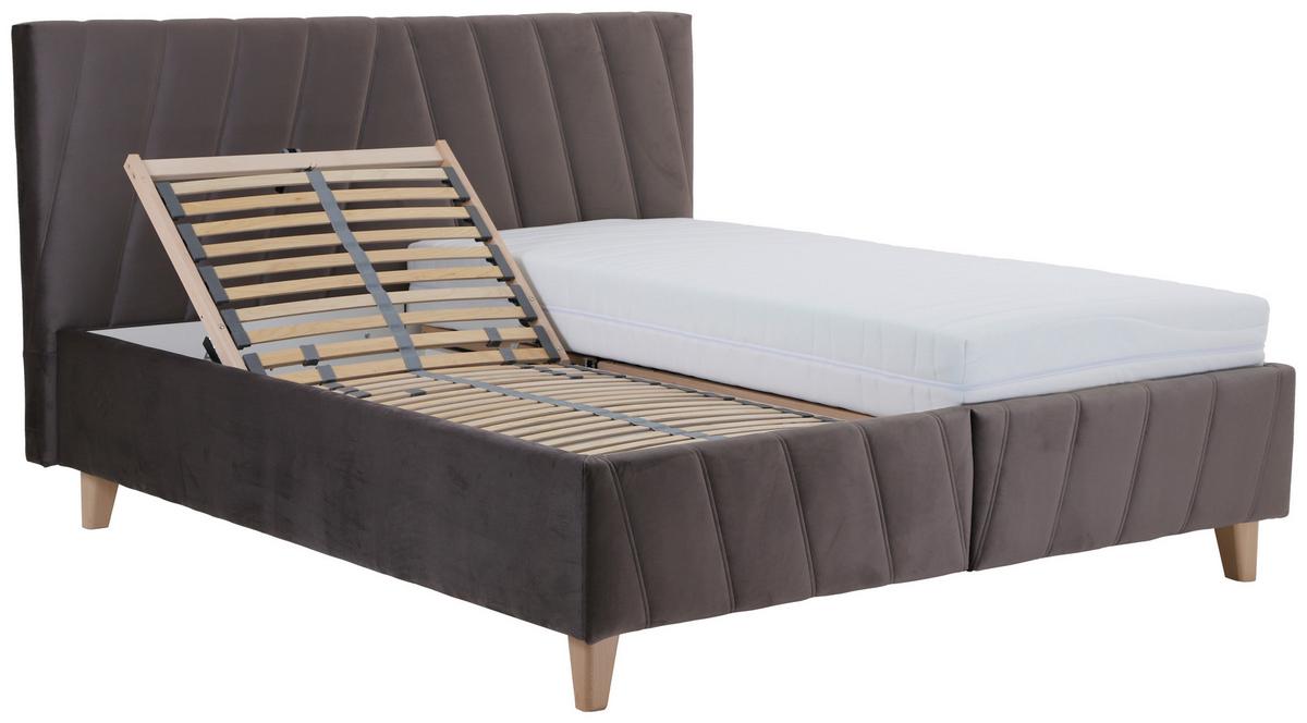 Čalúnená posteľ NORA,160x200cm,hnedá - hnedá/prírodná farba, Modern, drevo/textil (160/200cm)