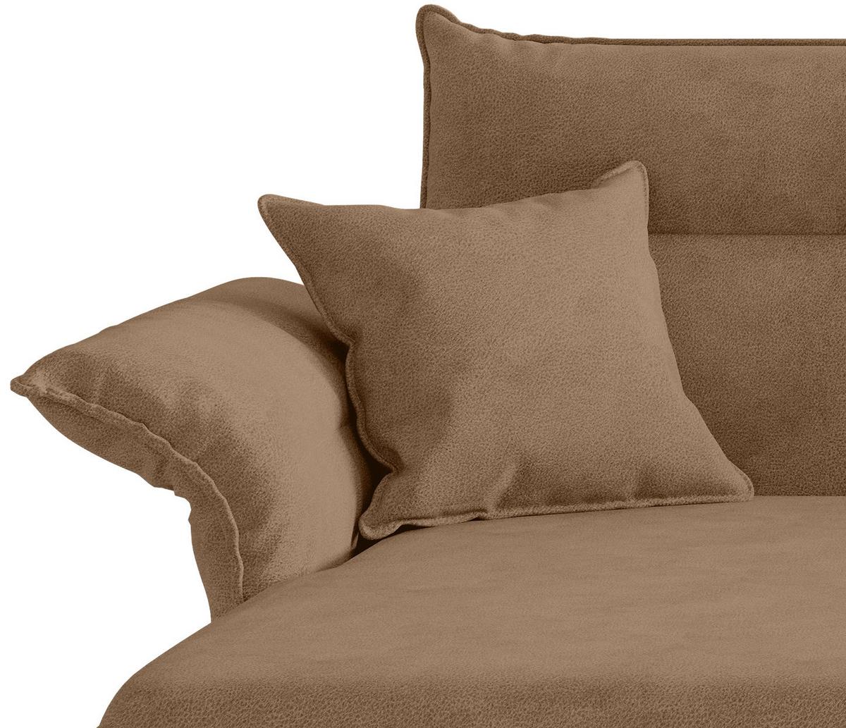 Ecksofa Jakarta - Hellbraun/Edelstahlfarben, Design, Textil (185/265cm) - Livetastic
