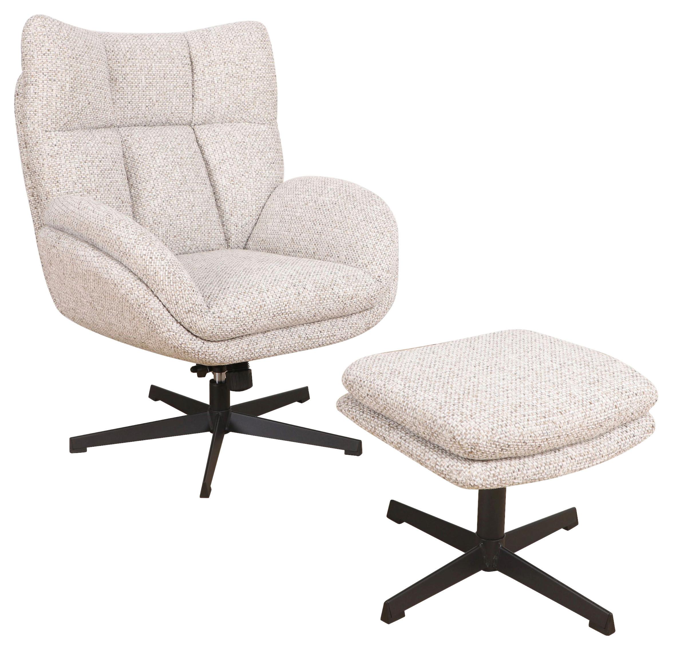 Relaxsessel Houston Webstoff beige, B: 76cm - Beige/Schwarz, MODERN, Textil/Metall (76/101/87cm)
