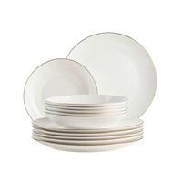 Tafelservice Felise 12-teilig New Bone China, Weiß, 6 Pers. - Weiß, Basics, Keramik - Mäser