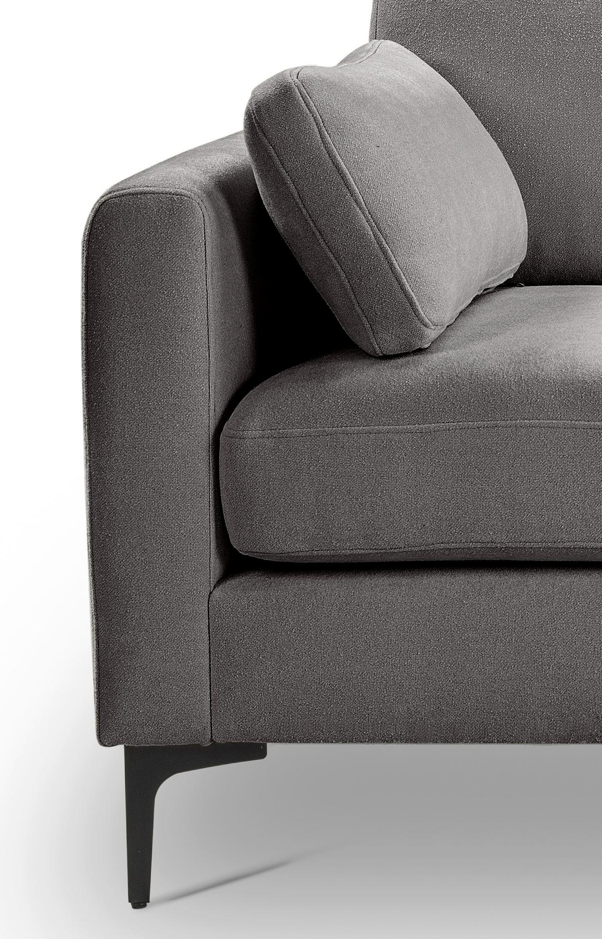 3,5-Sitzer Venti Hellgrau B: 225cm - Hellgrau/Schwarz, Basics, Holz/Textil (225/92/97cm) - MID.YOU