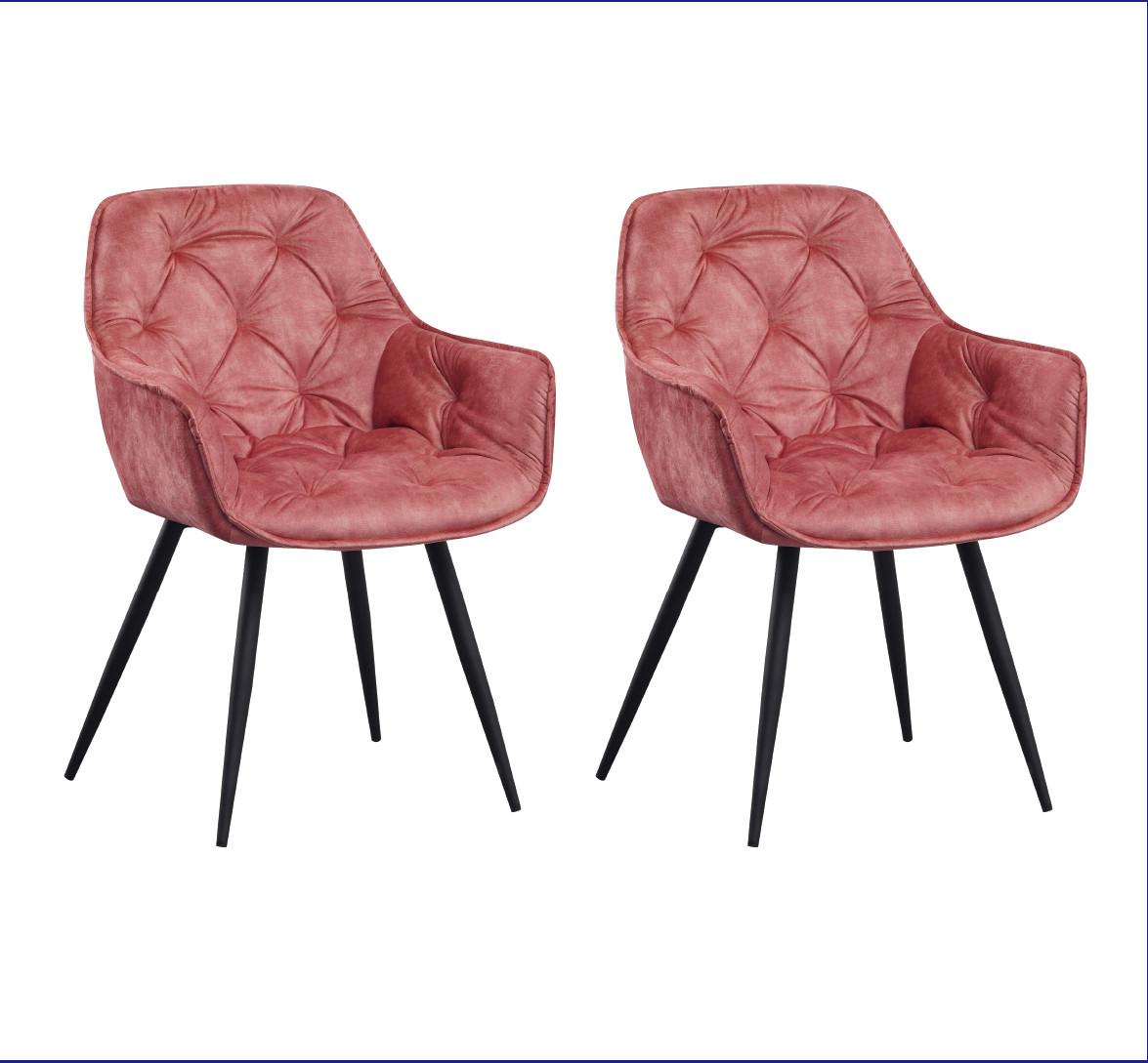 ARMLEHNSTUHL-SET Alan Pink B: 54 cm - Pink/Schwarz, MODERN, Textil/Metall (54/86/53cm) - MID.YOU