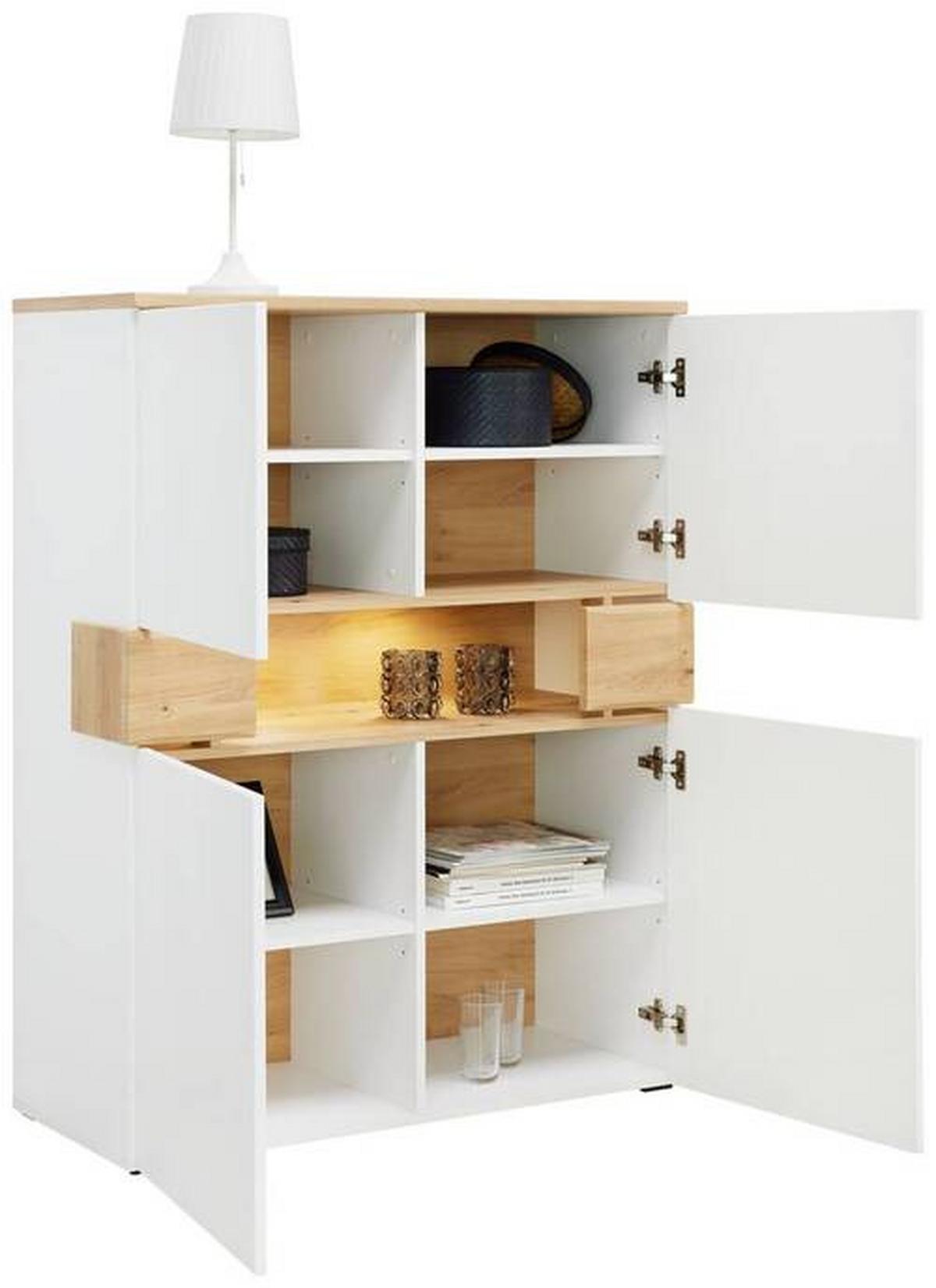 VYSOKÁ KOMODA DIMITRI - Moderní, kompozitní dřevo/plast (100/128/42cm)