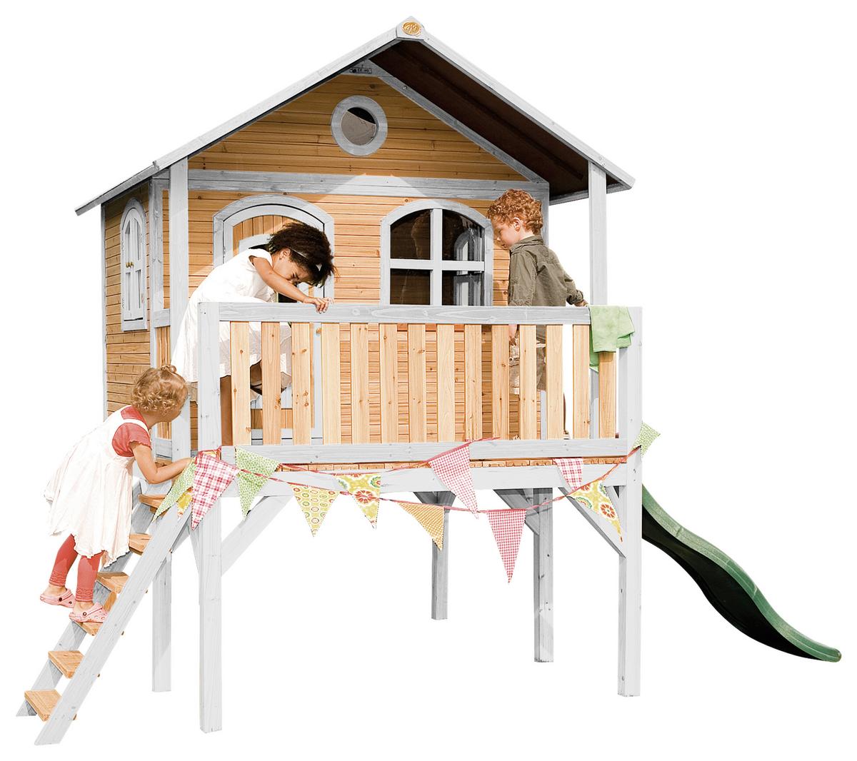 Spielhaus A030.041.01 - Braun/Weiß, KONVENTIONELL, Holz/Kunststoff (380/274/212cm) - Ambia Garden