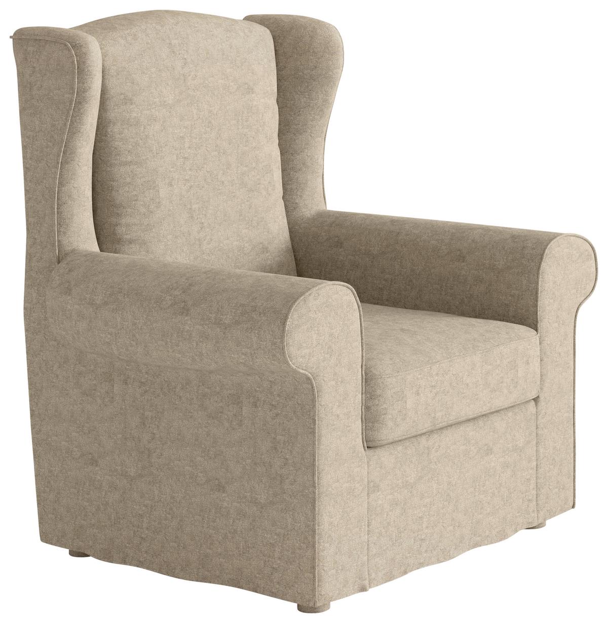 Ohrensessel Madonna Hellbraun B: 88 Cm - Hellbraun/Edelstahlfarben, Design, Textil (88/105/90cm) - Livetastic