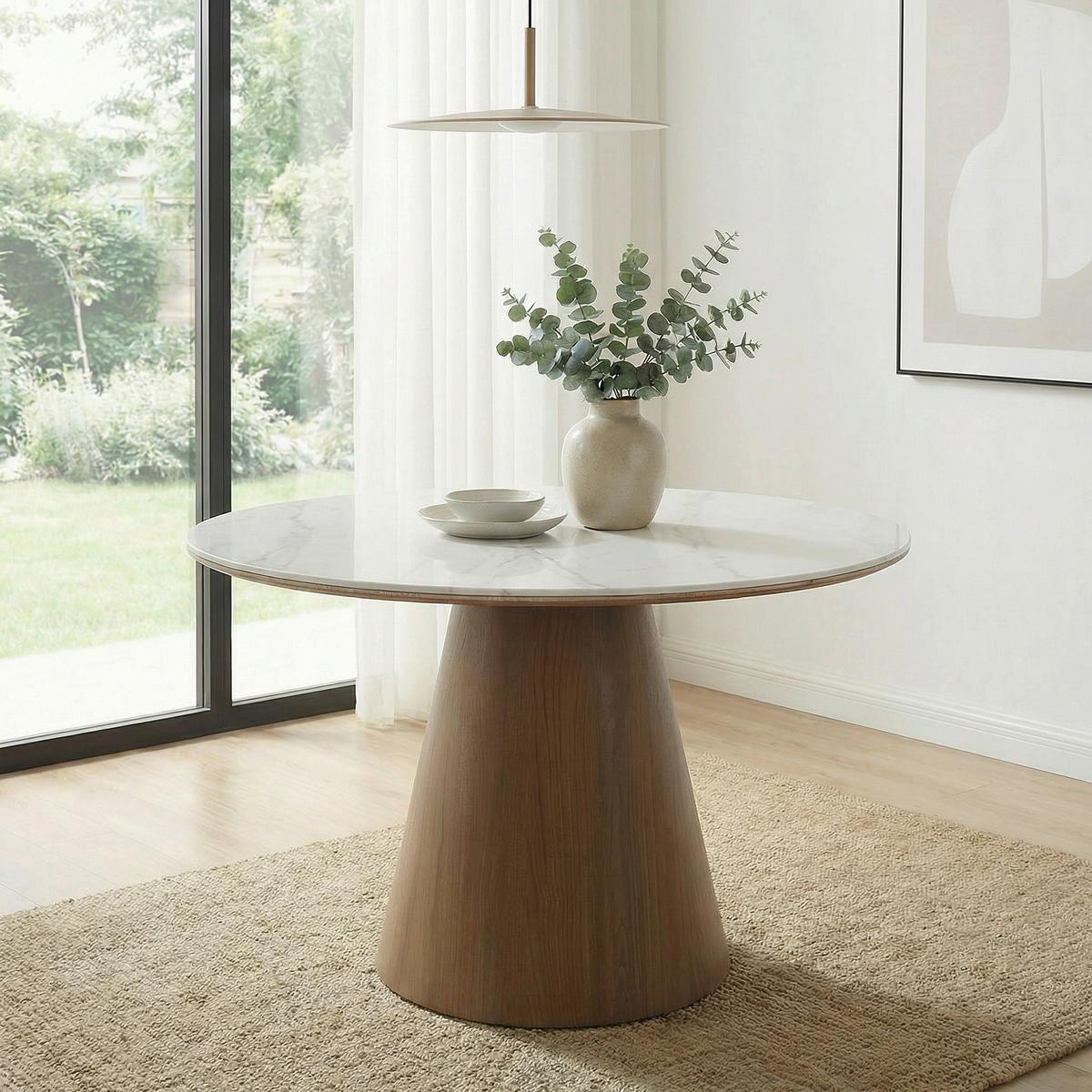 ESSTISCH Weiß/Walnussfarben B: 120cm - Walnussfarben/Weiß, Design, Stein/Metall (120/75/120cm) - MID.YOU