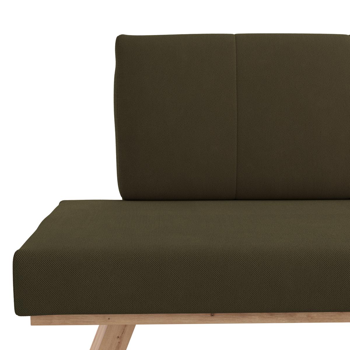 Eckbank Emma Ii Webstoff Moosgrün, B: 185 Cm - Eichefarben/Grün, KONVENTIONELL, Holzwerkstoff/Textil (185/150cm)