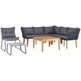 Loungegarnitur Trendy Aus Holz/Metall mit Kissen - Anthrazit/Grau, MODERN, Holz/Textil (199/199cm) - Beldano