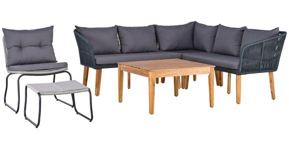 Loungegarnitur Trendy Aus Holz/Metall mit Kissen - Anthrazit/Grau, MODERN, Holz/Textil (199/199cm) - Beldano