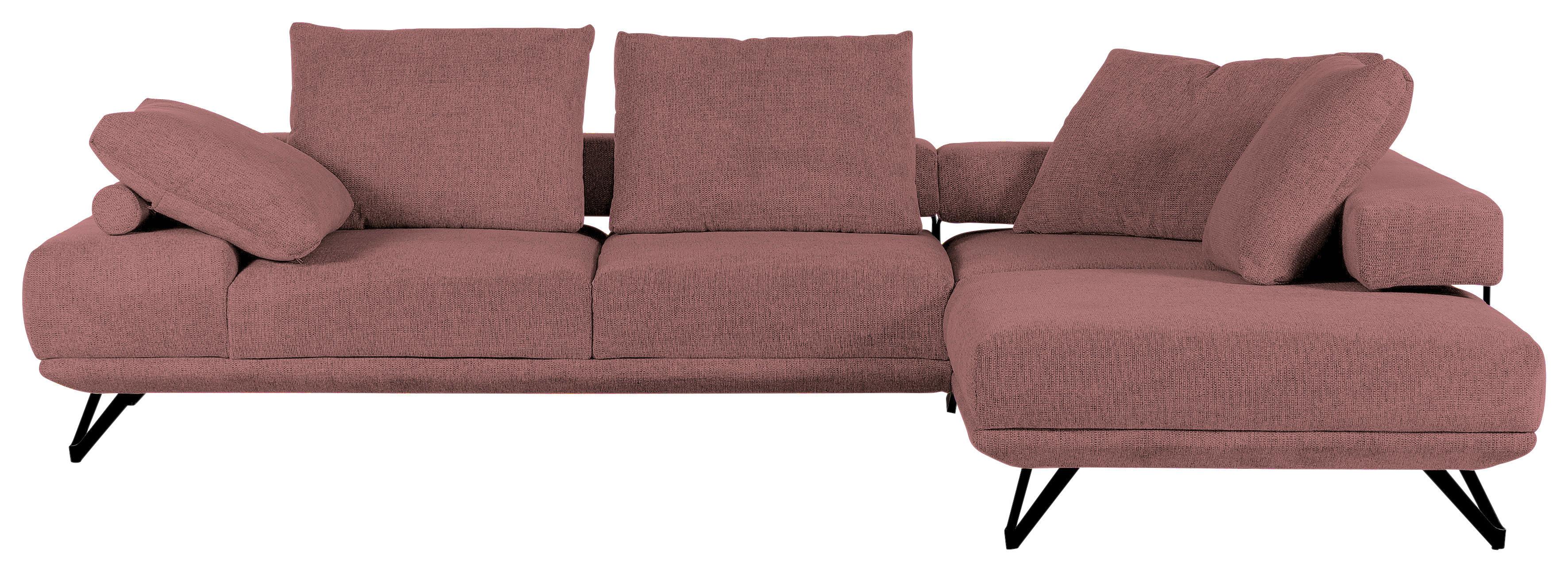 Ecksofa Bolzano - Schwarz/Altrosa, KONVENTIONELL, Textil (310/240cm) - MID.YOU
