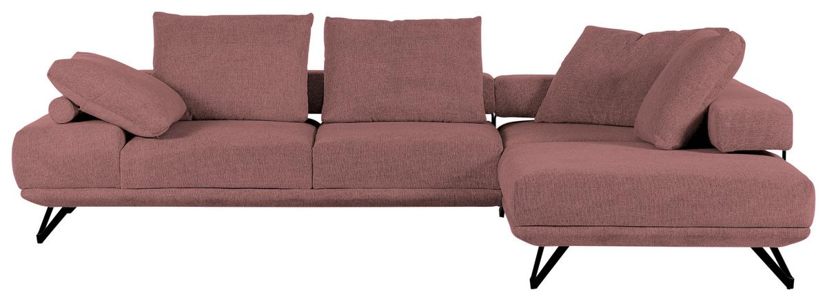 Ecksofa Bolzano - Schwarz/Altrosa, KONVENTIONELL, Textil (310/240cm) - MID.YOU