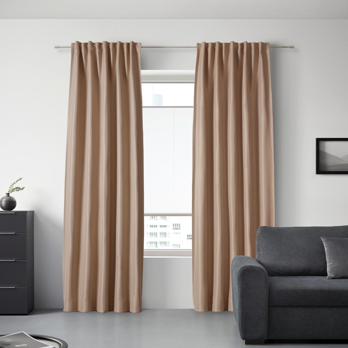 Zatemňovací závěs Roman, 135/255cm, béžová - béžová, Moderní, textil (135/255cm) - Premium Living