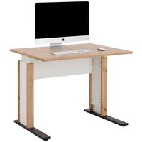 Schreibtisch mit Kabeldurchlass B:100cm H:71,5-80cm Kontor K9 - Schwarz/Weiß, MODERN, Holzwerkstoff/Metall (100/71,5-80/80cm)