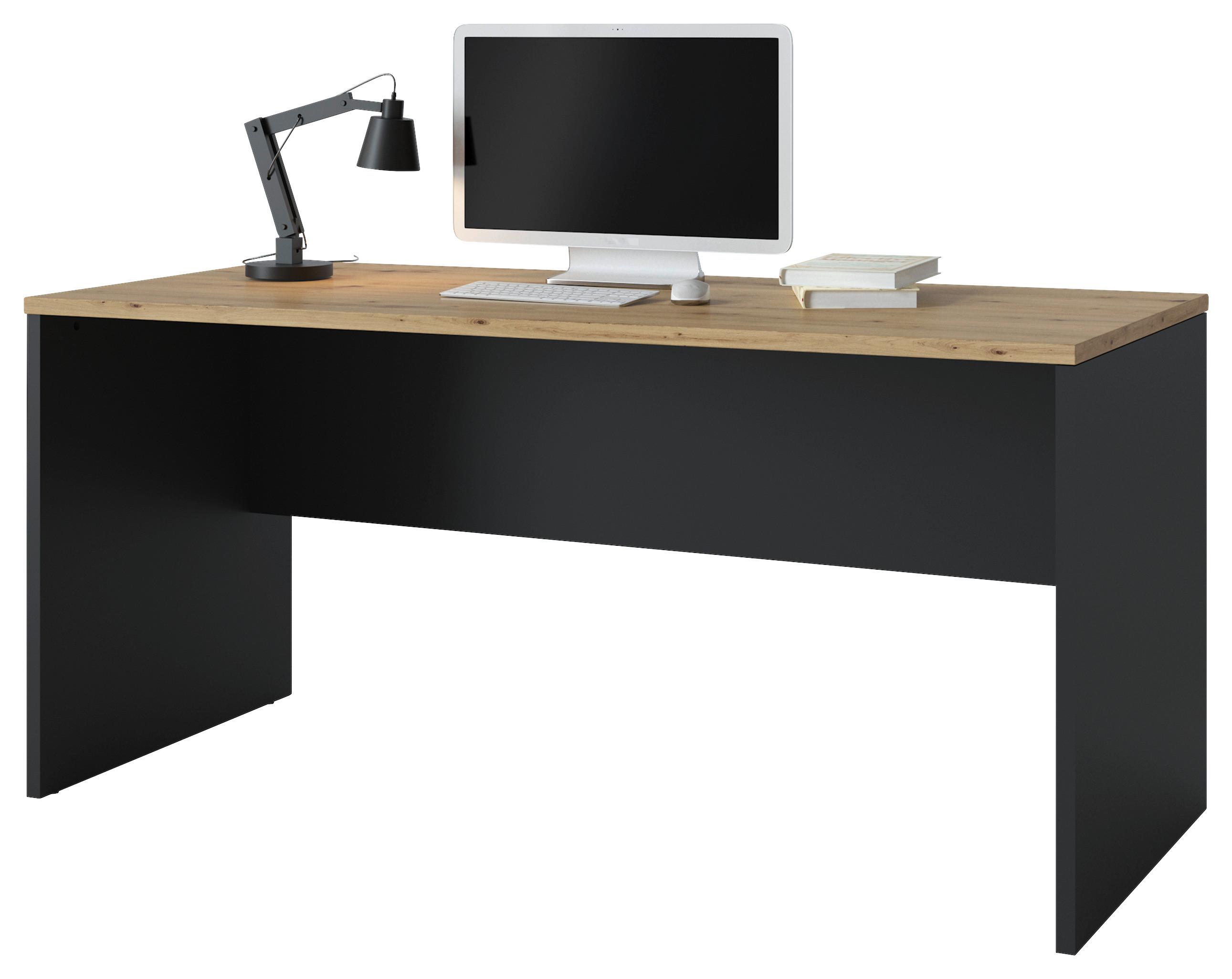 Schreibtisch Turino B: 160 Cm - Anthrazit/Eiche Artisan, Trend, Holzwerkstoff (160/75,5/70cm)