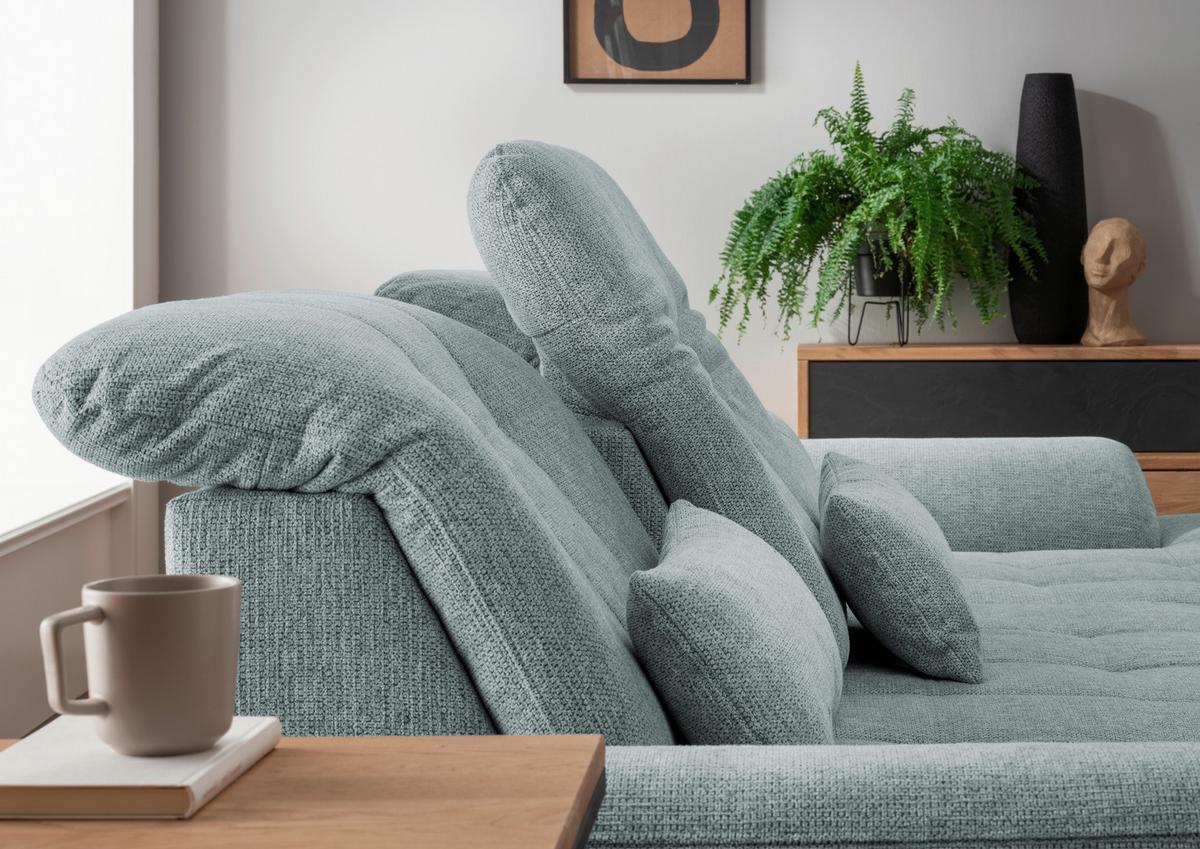 Ecksofa Mit Bettkasten Rigatti Blau S: 314x184 Cm - Chromfarben/Blau, MODERN, Textil (314/184cm) - Livetastic