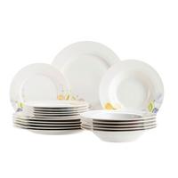 Tafelservice Zibal 18-teilig Porzellan, Weiß Mit Blumen - Weiß, Basics, Keramik - Mäser