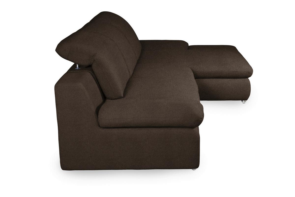 Ecksofa Isona Braun Chenille - Chromfarben/Braun, Design, Textil (286/165cm) - Livetastic