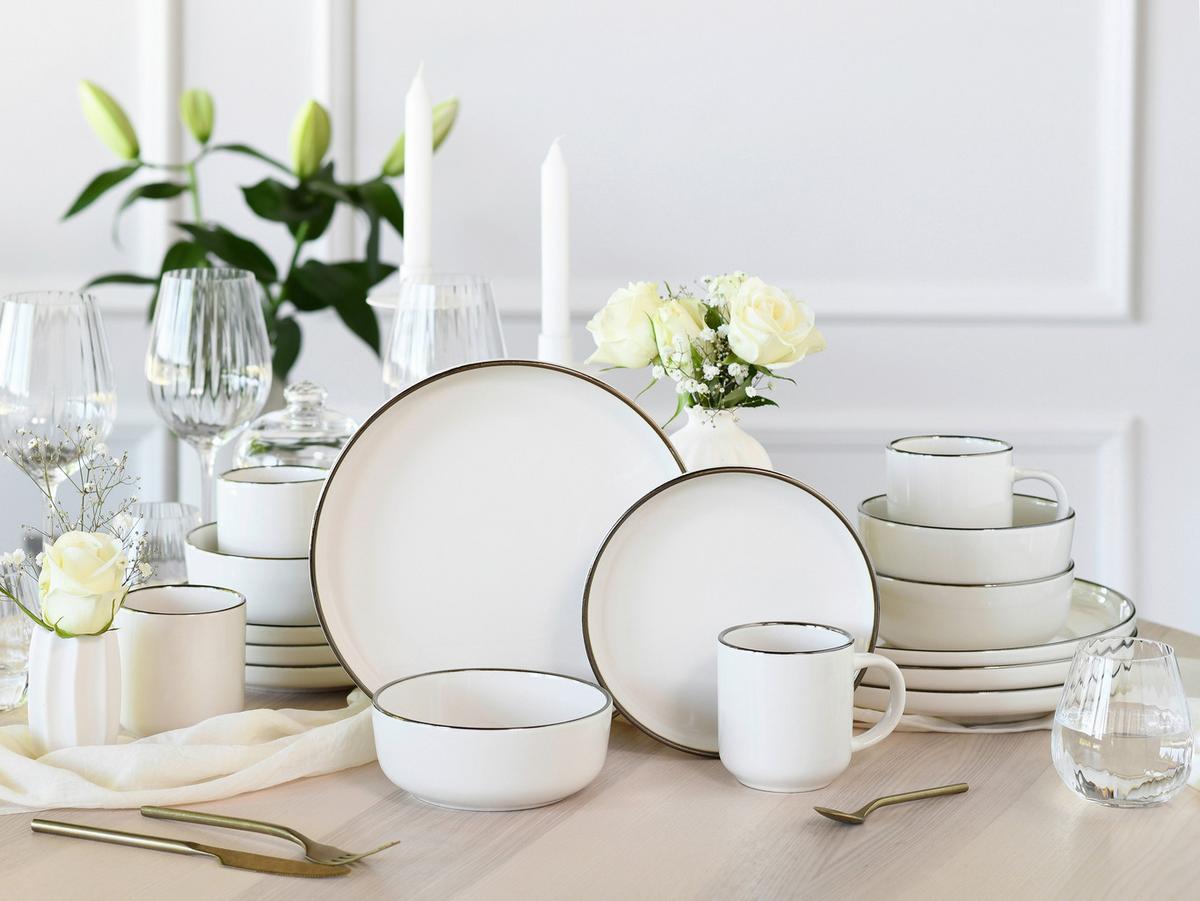 KOMBINOVANÁ SOUPRAVA NORDIC FESTIVE CREME - krémová/barvy zlata, Basics, keramika - Creatable