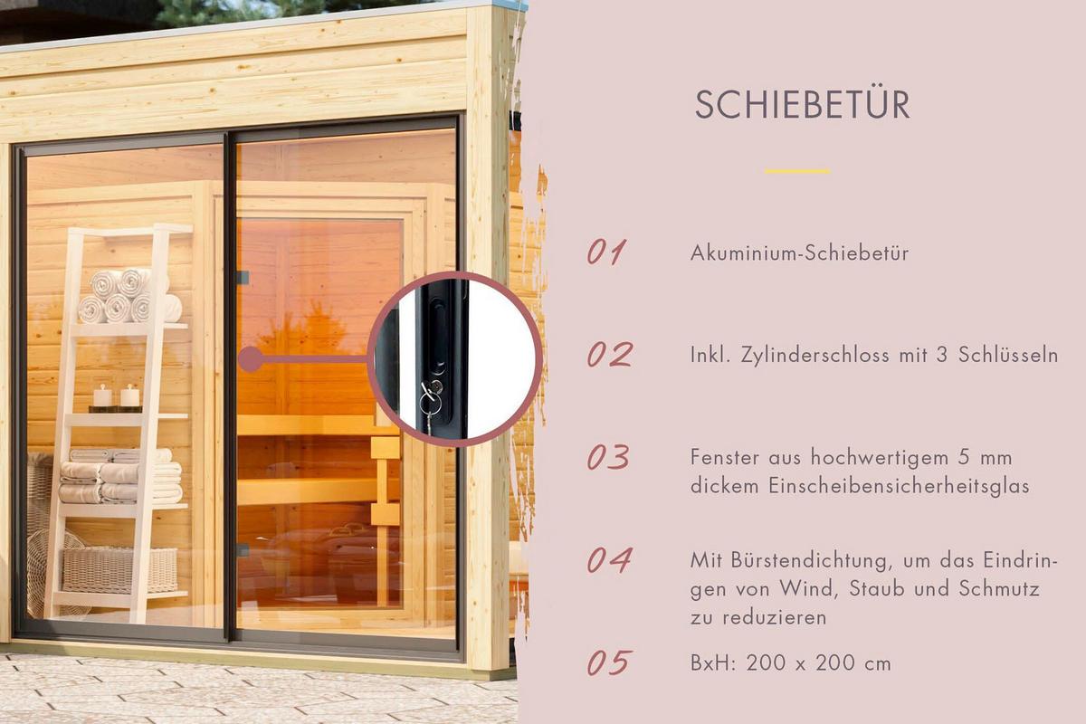 Saunahaus Noirva 216/244/573 cm - Schwarz, Basics, Holz (216/244/573cm)