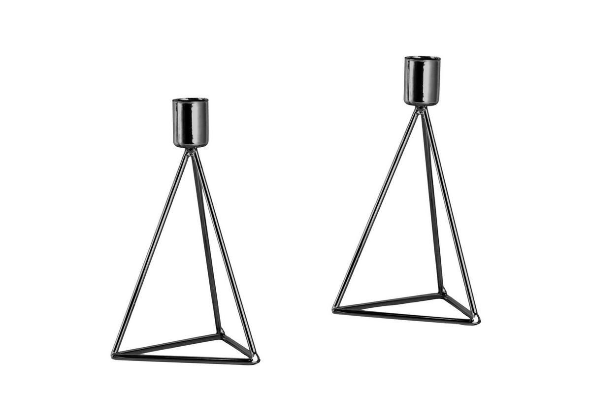 Kerzenständer-set Eisen Für Stabkerzen 2-Teilig - Schwarz, Basics, Metall (9,5/16,5cm) - Echtwerk