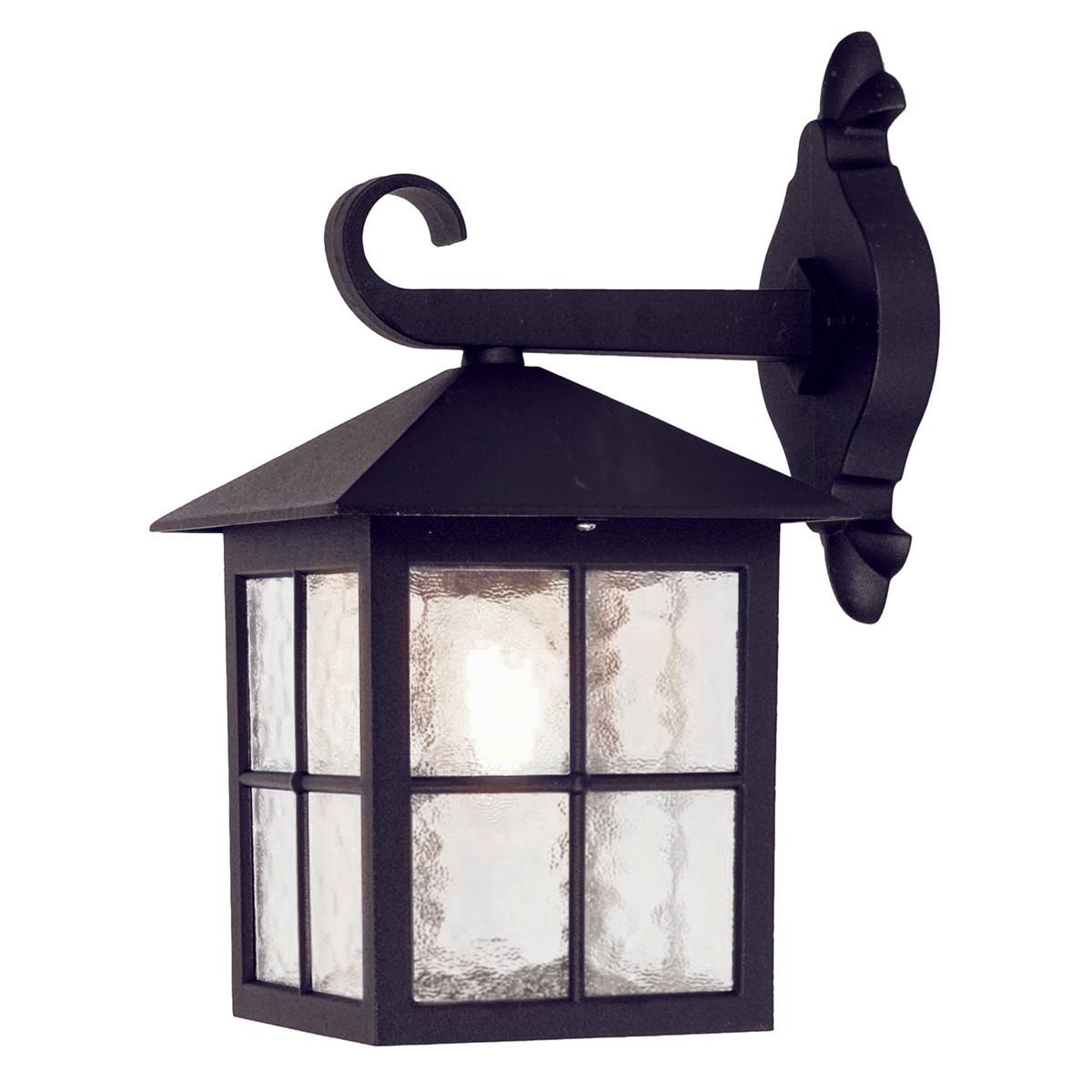 Außenwandleuchte 100 Watt Metall Glas, Wandmontage - Schwarz, KONVENTIONELL, Glas/Metall (18.5/33.5/23.7cm) - Elstead Lighting