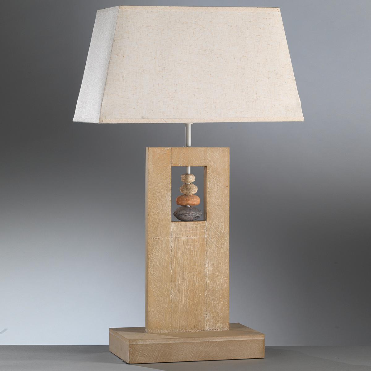 Tischleuchte 4849/Lg - Beige, Natur, Holz/Textil (45/23/75cm)