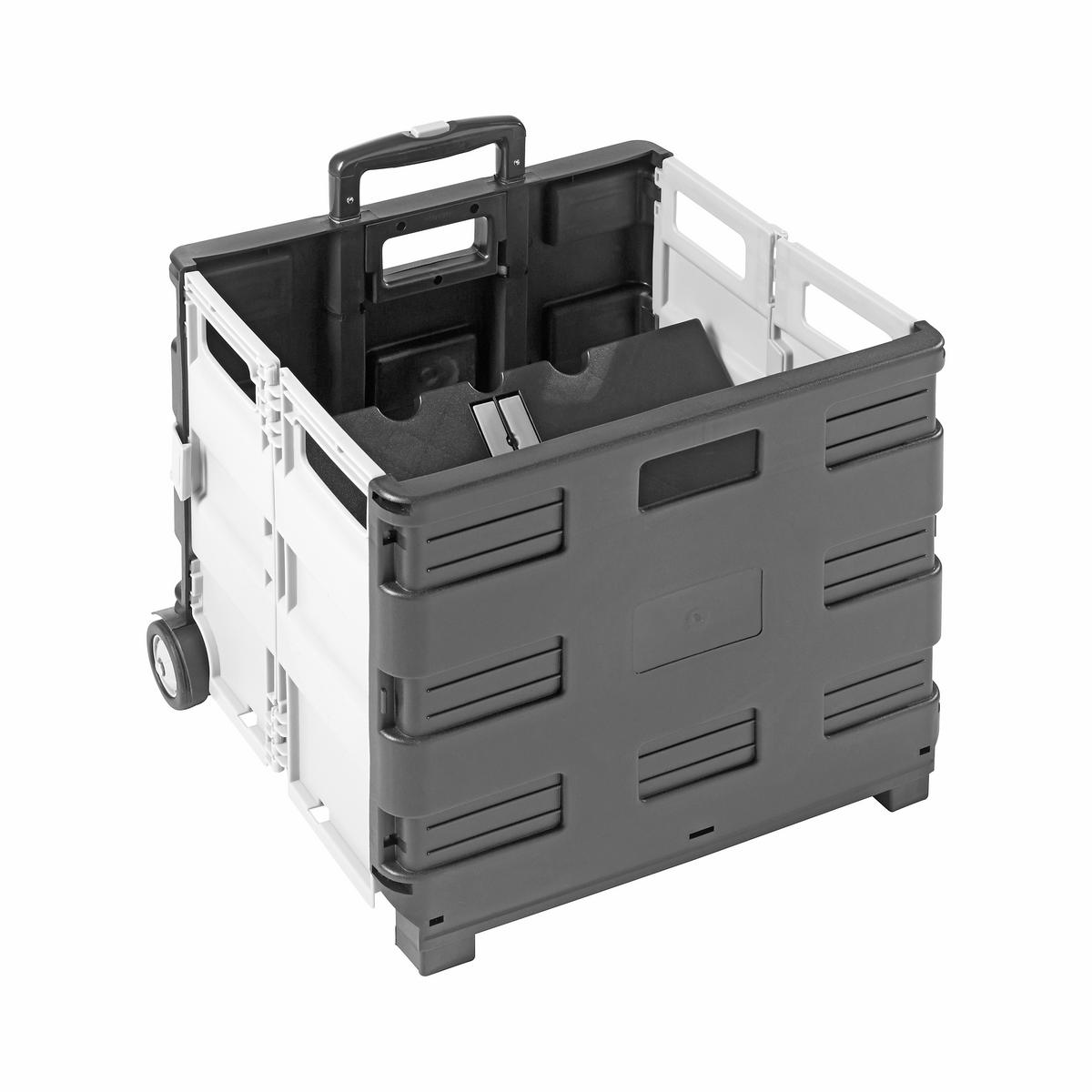 Klappbox-Trolley Chrisi Kunststoff 45,5x98x38 cm - Schwarz/Grau, KONVENTIONELL, Kunststoff/Metall (45,5/98/38cm) - Homezone