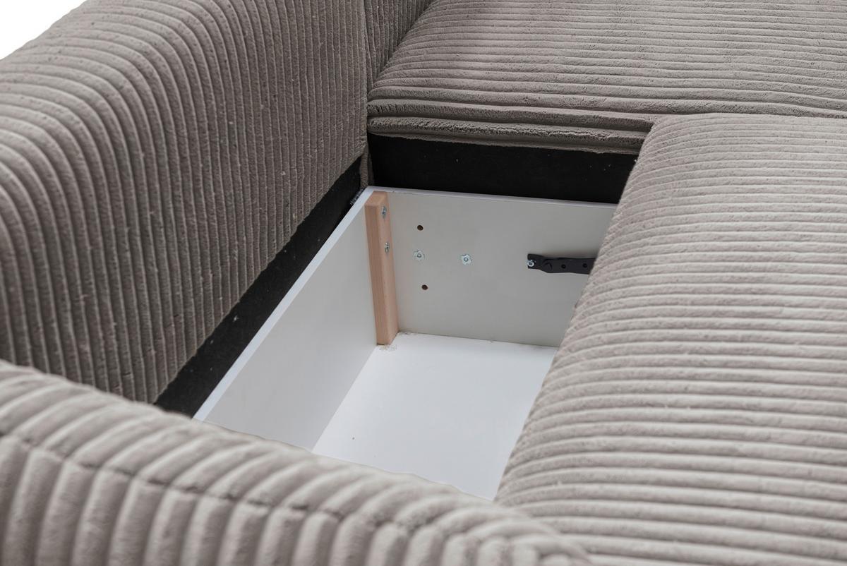 Ecksofa Lush, Taupe Schenkel: 161x284 cm - Taupe/Silberfarben, Design, Textil (161/284cm) - Livetastic