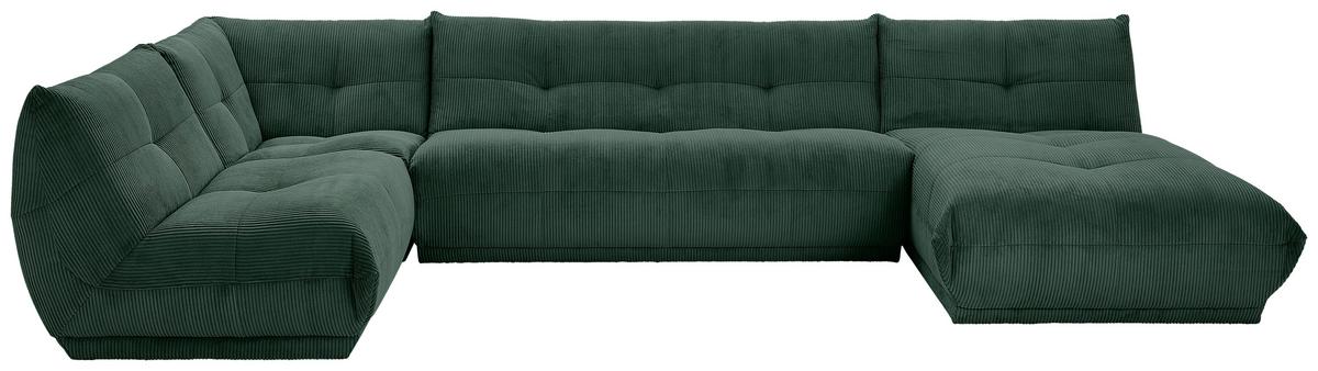 Wohnlandschaft Giselle Dunkelgrün U: 210x390x185 cm - Dunkelgrün, Trend, Textil (210/390/185cm) - Livetastic