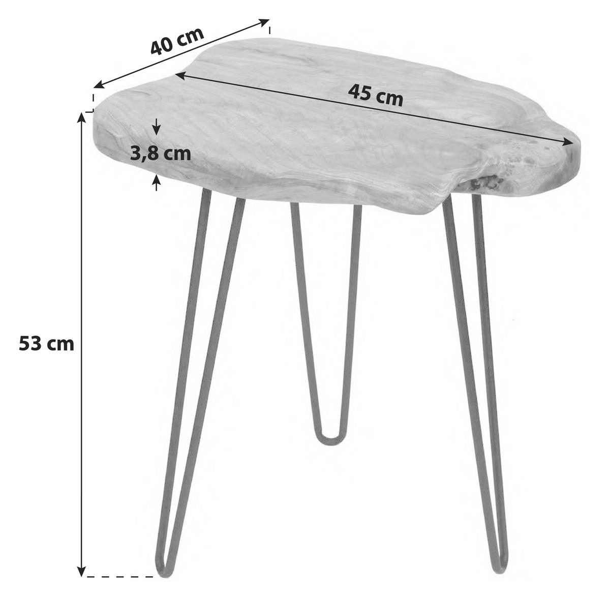 Beistelltisch mit Holzplatte Woody, Naturfarben - Naturfarben, Natur, Holz/Metall (40/45/52cm) - Kayoom