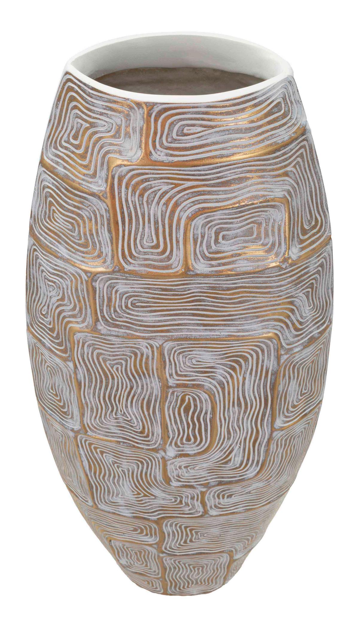 Vase Eclips Tower Weiß, Goldfarben B: 24,5 cm - Goldfarben/Weiß, Basics, Kunststoff (24.5/59.5/11.5cm)