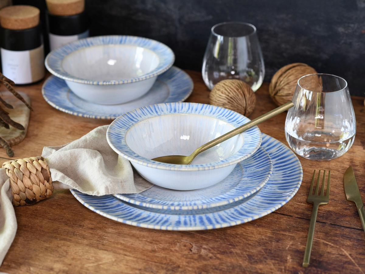Tafelservice Summertime Weiß Hellblau - Weiß/Hellblau, Design, Keramik - Creatable