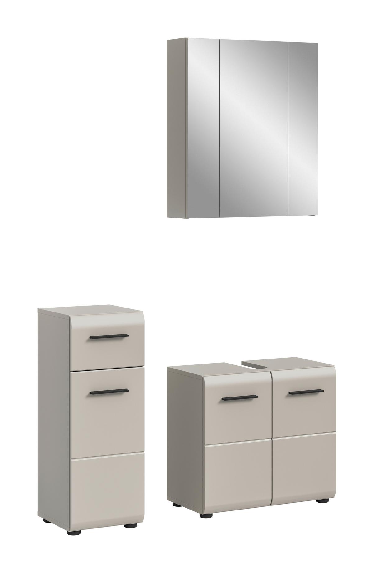 Badezimmer Ice Kaschmir B: 90cm - Kaschmir/Schwarz, Trend, Glas/Holzwerkstoff (90cm) - MID.YOU
