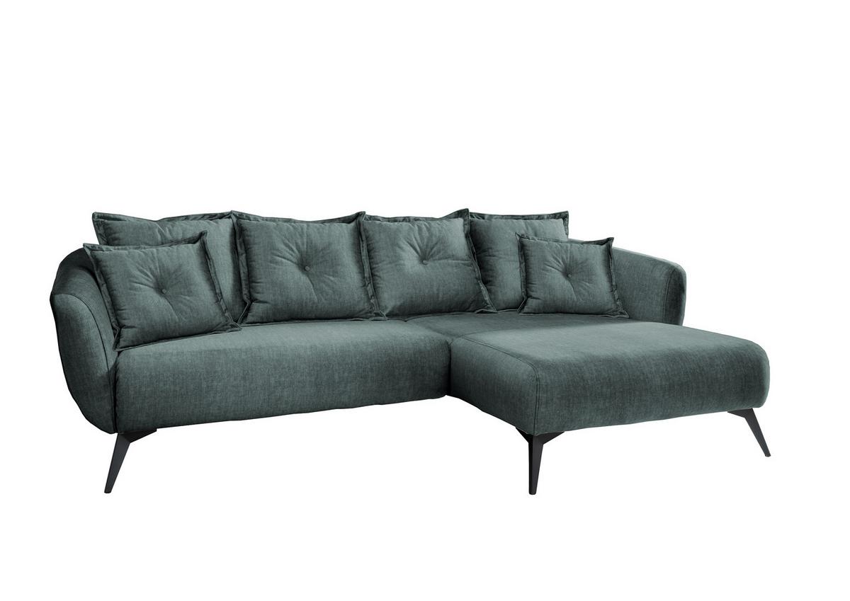 Ecksofa Baggio Mit Kissen Textil Blau/Grün - Blau/Schwarz, MODERN, Holz/Textil (277/162cm) - Livetastic