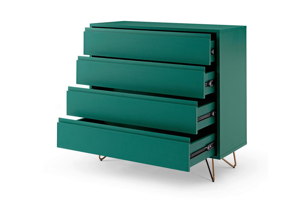 Kommode Grün B: 90cm - Messingfarben/Grün, Design, Holzwerkstoff (90/90/40cm) - Livetastic