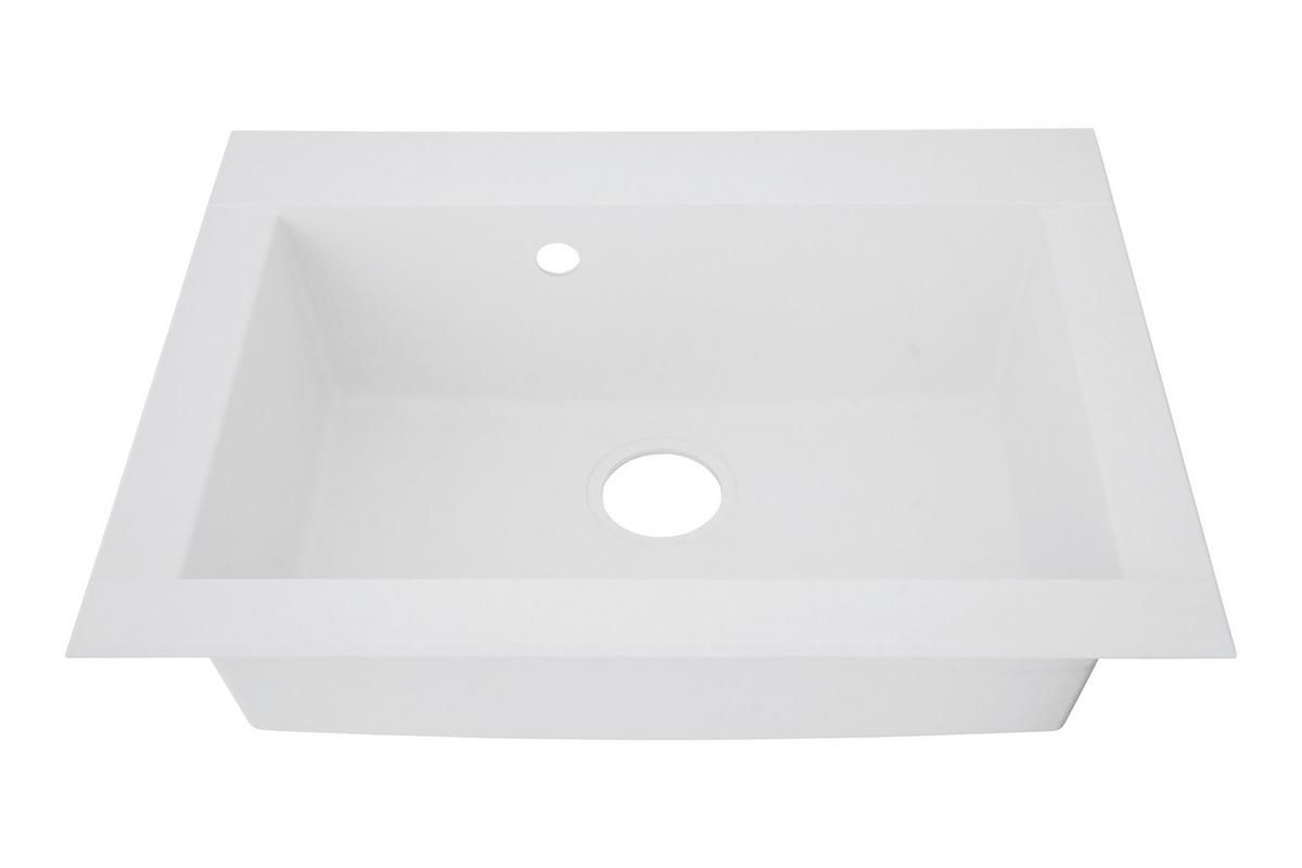 Spüle Respekta Ohio Kunststein Bxt: 66x50 cm - Weiß, Trend, Glas/Kunststoff (66/21/50cm) - Respekta