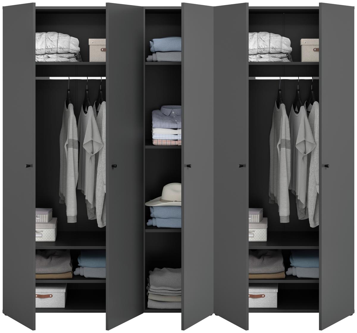 Drehtürenschrank Darwin, Anthrazit B: 200 Cm - Anthrazit, MODERN, Holzwerkstoff (200/176/51cm) - MID.YOU