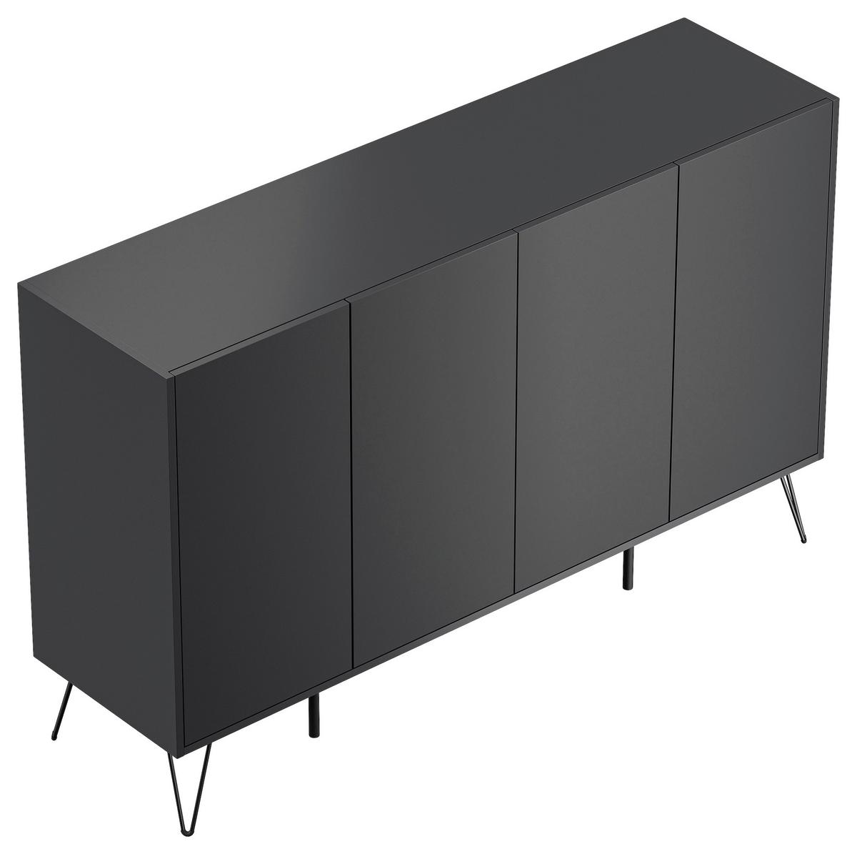 Sideboard Posseik Industrial Graphitfarben B: 155 Cm - Schwarz/Graphitfarben, Design, Holzwerkstoff (155/93,6/42cm) - P & B
