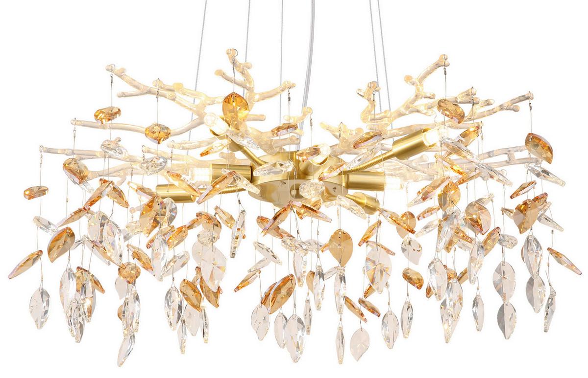 Kronleuchter 64132-8 Danna - Goldfarben/Bernsteinfarben, KONVENTIONELL, Glas/Metall (61/120cm) - Globo